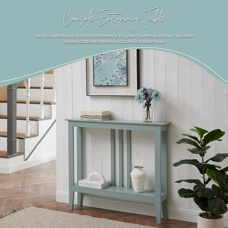 Kings Brand Furniture Ice Blue Wood Entryway Console Table