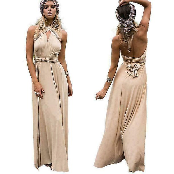 Vestido largo formal cruzado multidireccional para mujer