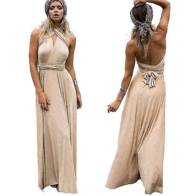 Vestido largo formal cruzado multidireccional para mujer LingWen 8390606966568