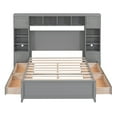 thumbnail image 4 of Full Size Platform Bed, Storage Platform Bed with All-in-1 Cabinet Shelf, Wood Bed Frame with 4 Drawers, Bookcase Headboard and Slat Support for Bedroom Apartment, No Box Spring Needed, Gray, 4 of 9