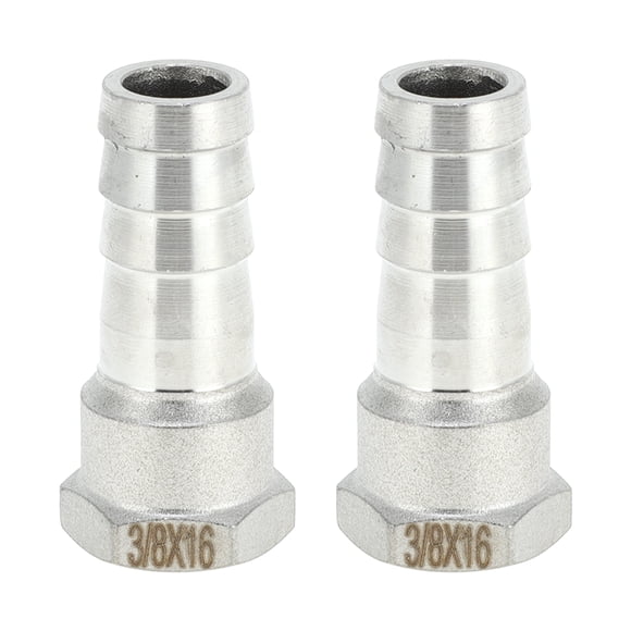Accesorios de manguera de acero inoxidable 304 Unique Bargains 5/8" OD 3/8" conector de rosca hembra BSPT para aire, agua, aceite, gas, combustible, 2 piezas tono plateado