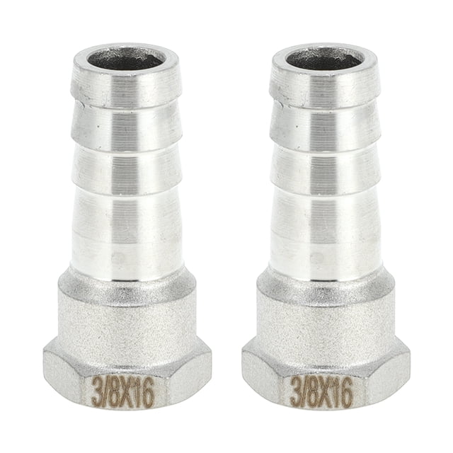 Accesorios de manguera de acero inoxidable 304 Unique Bargains 5/8" OD 3/8" conector de rosca hembra BSPT para aire, agua, aceite, gas, combustible, 2 piezas tono plateado