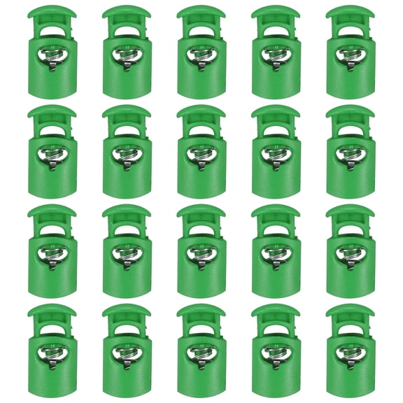 Uxcell 20pcs Plastic Cord Locks Single Hole Spring Toggle Stopper Clip Elastic Clasp Lock Fastener for Drawstring, Paracord, Green