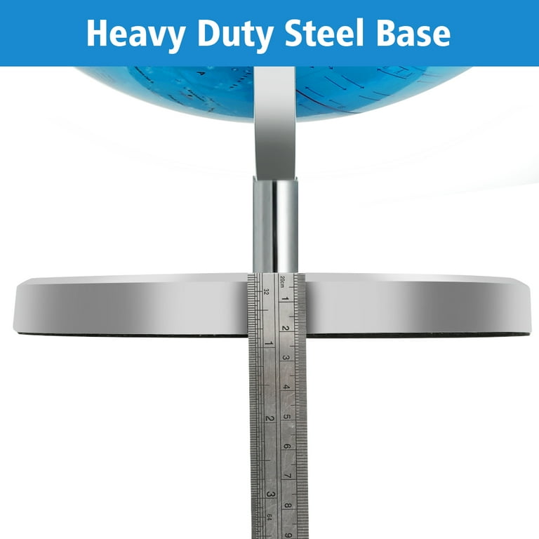 Bshapplus 13.4'' World Globe, Stainless Stand, 720° Spin, 4000
