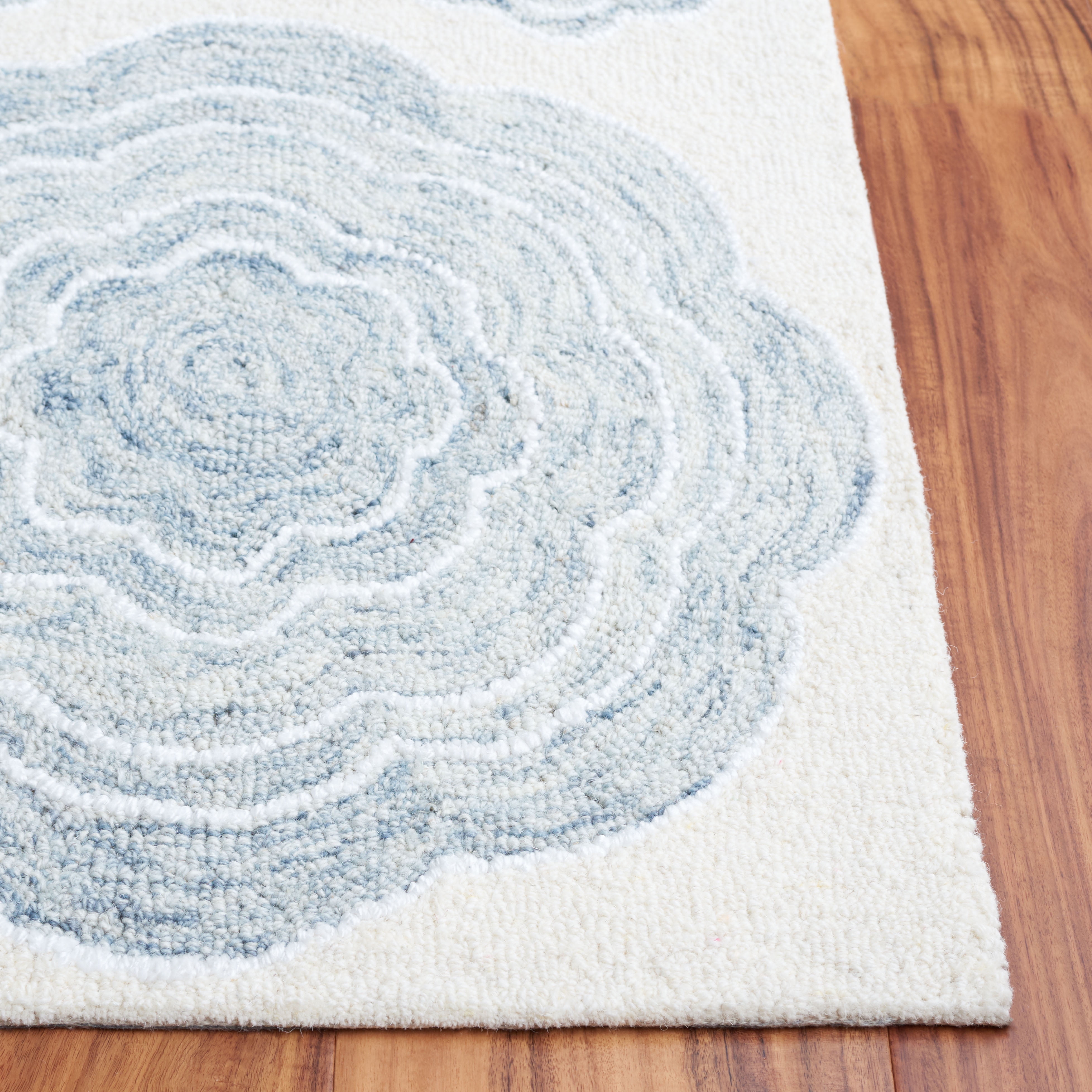 SAFAVIEH Jardin Archimedes Floral Area Rug, Ivory/Gray, 6' x 6' Square