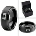 thumbnail image 4 of Tungsten Kansas Sunflower State Heart Band Ring 8mm Men Women Comfort Fit Black Step Bevel Edge Brushed Polished, 4 of 4