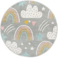 thumbnail image 3 of Unique Loom Whimsy Kids Collection Area Rug - Rainbow, Stars, And Clouds (3' 3" Round Gray/Ivory) Perfect For Kids Bed Room/Nursery Room/Living Room/Class Room/Play Room, 3 of 6