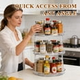 thumbnail image 2 of Aovky Lazy Susan Organizer, 3-Tier Clear Rotating Storage Tray, 9.25 inch Turntable Organizer for Cabinet, Pantry, Kitchen, Refrigerator, Tabletop, Bathroom, and Vanity., 2 of 8