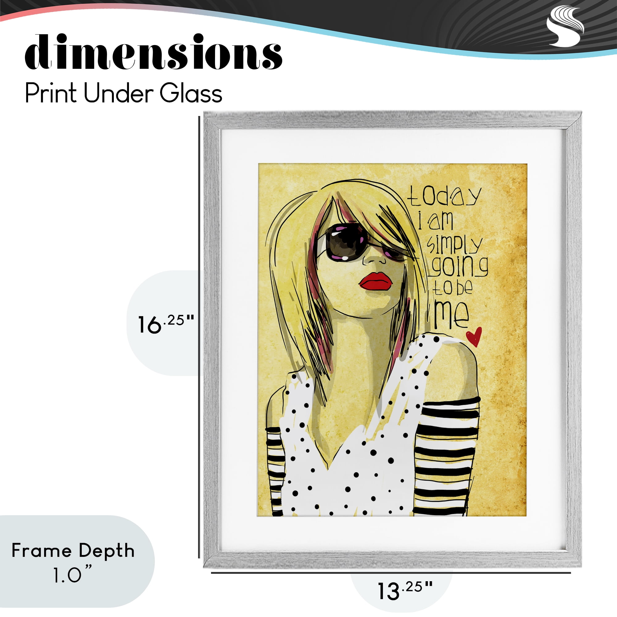 Stupell Industries Today I Am Simply Me Gray Framed Print Under Glass, design by Suzanne Millius