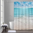 thumbnail image 5 of Summer Ocean Bathroom Shower Curtain, Modern Blue Beach Waves Blue Sky Waterproof Washable Soft Bath Curtain for Bathtub Decor with 12 Hooks&Grommet, 36x72 Inch, 5 of 9