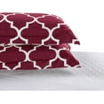 thumbnail image 3 of Mocassi Reversible 3-Piece Quatrefoil Print Comforter Set - Soft and Plush Medium-Weight Material, Twin/Twin XL Size, Burgundy/White, 3 of 5