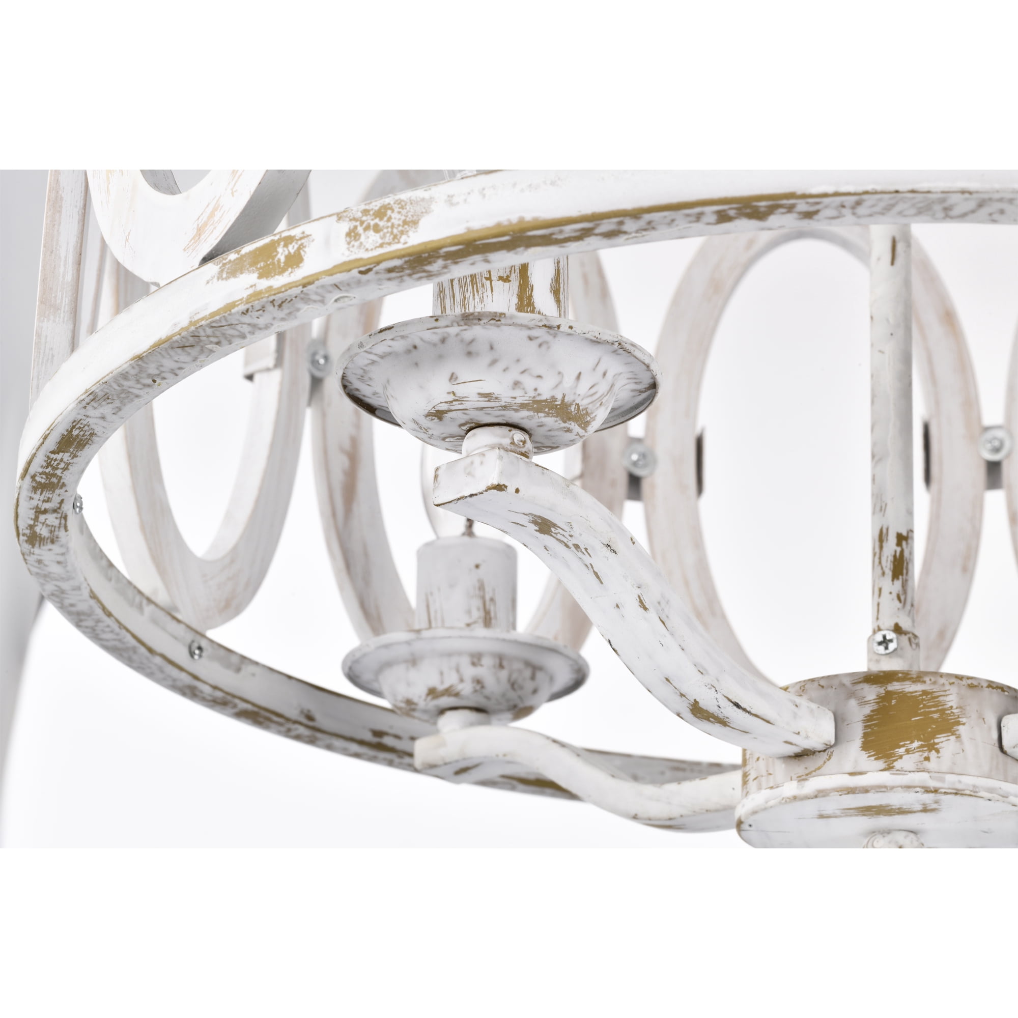 Warehouse of Tiffany Moonring Distressed White 18 Inch Farmhouse Style Pendant Ceiling Lighted Chandelier