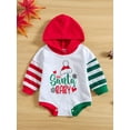 thumbnail image 2 of Bagilaanoe Newborn Baby Girl Boy Christmas Hooded Romper Sweatshirt Long Sleeve Bodysuit Letter/Stripe/Santa Claus Print Pullover 3M 6M 12M 18M Infant Casual Tee Tops, 2 of 8
