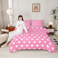 thumbnail image 4 of Homewish Teens Female Men Polka Dots Bedding Comforter Set 2pcs,Pink White Twin Comforter Sets Microfiber,Minimalist Vintage Geometric Circle Breathable Bedding Set,Super Cozy Room Decor, 4 of 8