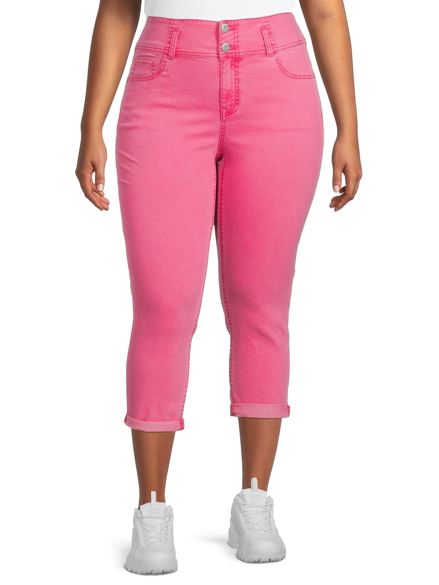 Double Button Corset Crop Jeans 