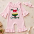 thumbnail image 5 of CAICJ98 My First Christmas Boy Girl Outfit Long Sleeve Christmas Tree Romper Jumpsuit with Headband Newborn Infant One Piece Winter Clothes,Size 3-6 Months, 5 of 9