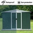 thumbnail image 3 of 8x6 Feet Green Metal Outdoor Garden Storage Shed with Apex Roof Aluminum Alloy Frame and Sliding Door for Secure Tool Equipment Storage, 3 of 6