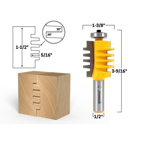 Yonico 1-1/2" Easy Setup Finger Joint Router Bit - 1/2" Shank - 15141