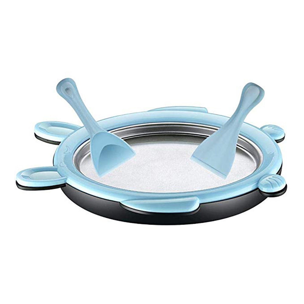Ice Cream Maker Pan Instant Ice Cream Maker Yogurt Frozen Pan Ice Roll Time Pan Tray with Fried Ice Cream Shovel and Molds Blue Family Alternative to Store bought Ice Cream 