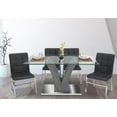 thumbnail image 1 of K-Living Otis 5Pcs Dining Set with Tempered Glass Top Dining Table and PU Upholstered Dining Chairs in Black, 1 of 5