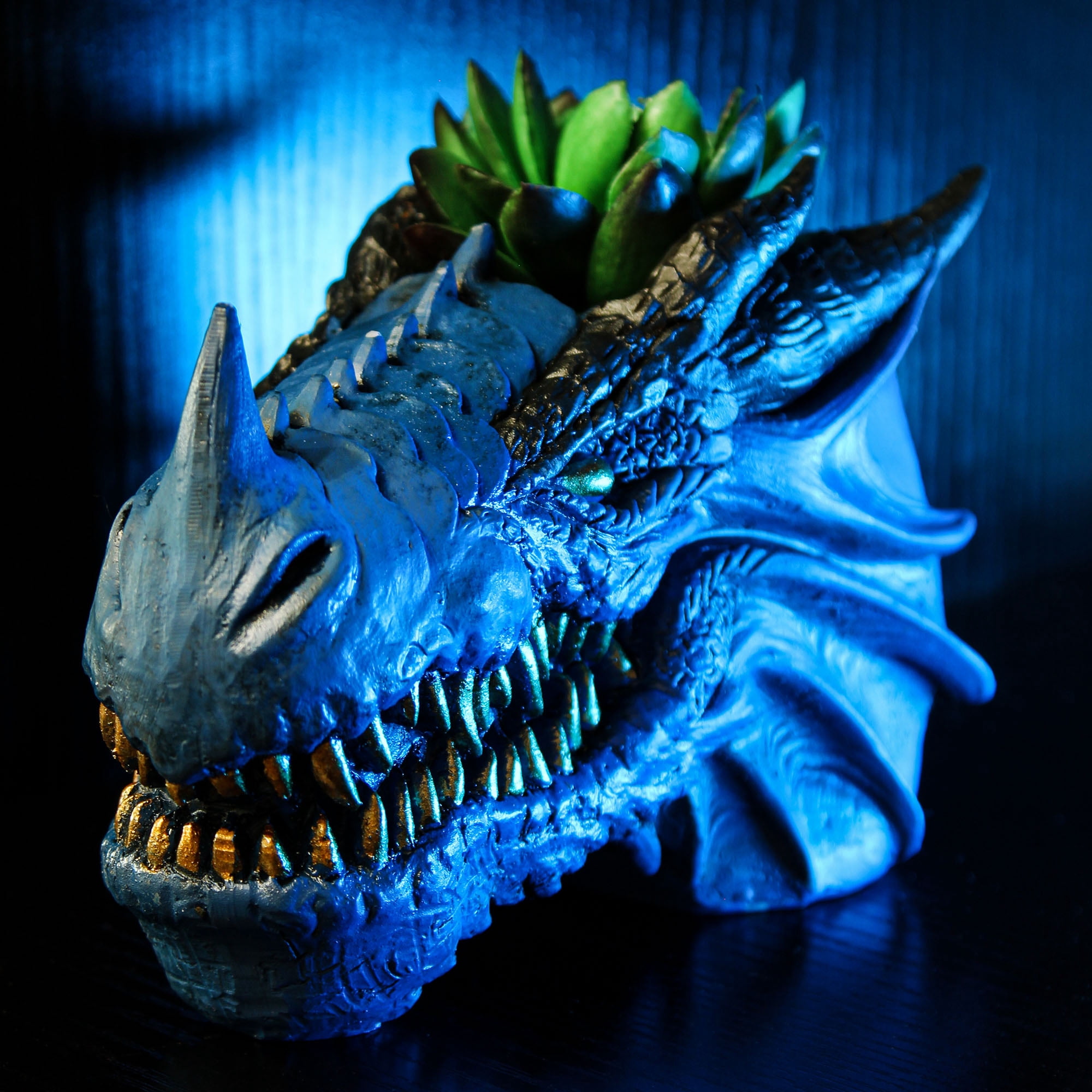 Esterno Dragon Head Planter Pots (6-Inch, Set of 2); Fantasy Dragon Head Shaped Gardening Container or Home Decor