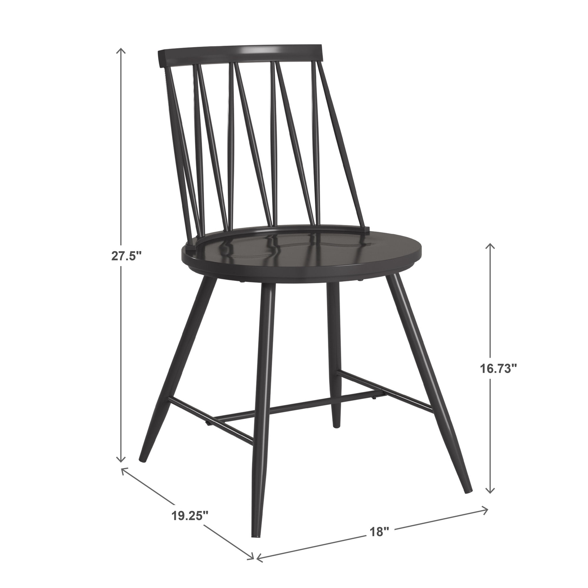 Weston Home Lydford Zigzag Low Back Windsor Classic Dining Chairs, Set of 2, Black
