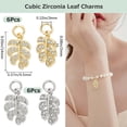 thumbnail image 2 of 12Pcs 2 Colors Cubic Zirconia Leaf Charms Gold and Silver Tropical Leaf Charms with Jump Rings for DIY Making Bracelets Necklaces Earrings Clear, 2 of 5