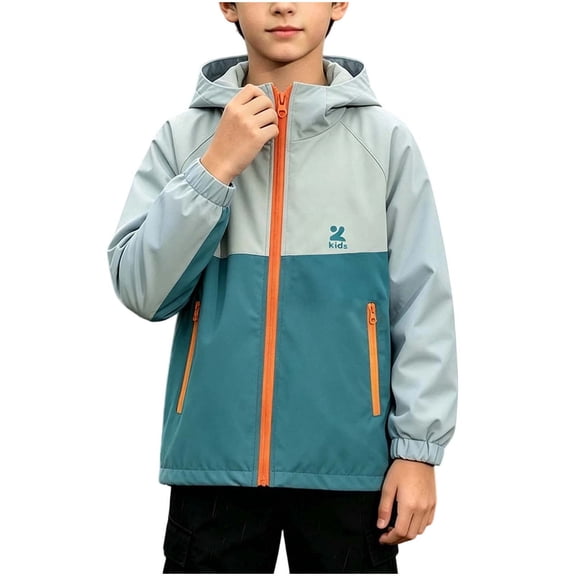 Fesfesfes Kids Waterproof Rain Jacket Hooded Full Zip Lightweight Outdoor Coat for Boys and Girls Ages 2-12 Years