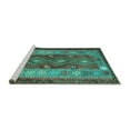 thumbnail image 2 of Ahgly Company Machine Washable Indoor Square Southwestern Turquoise Blue Country Area Rugs, 3' Square, 2 of 4