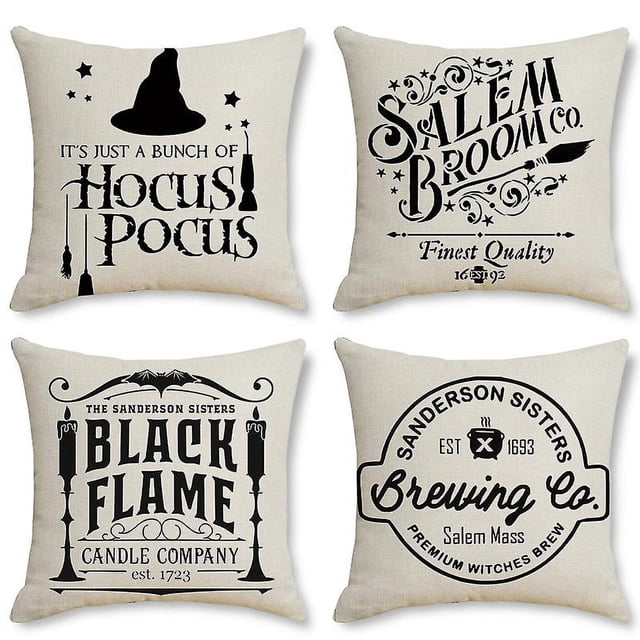 Fundas de almohada decorativas para Halloween, 4 decoraciones de Halloween, almohadas de otoño, funda de cojín decorativa