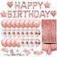 thumbnail image 1 of Kit de globos rosas de cumpleaños, guirnalda de feliz cumpleaños, mantel de oro rosa, cortina de flecos, 24 globos de confeti, 4 globos de estrellas y corazones, feliz cumpleaños, 1 of 5