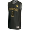 thumbnail image 2 of Youth GameDay Greats #1 Black Wyoming Cowboys Lightweight Basketball Jersey, 2 of 4