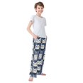 thumbnail image 3 of FORMRS Kids Pajama Pants with Pockets Size 6-8Y Boys Lounge Sleep Bottoms, Blue Cats and Hearts, 3 of 8