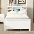 thumbnail image 4 of Harper & Bright Designs Twin Size Platform Bed with Trundle, Storage Platform Bed with 3 Drawers and Storage Headboard, USB Ports and Plug, Wood Platform Bed with Bookcase, White, 4 of 15