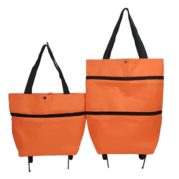 GASTROPOD Collapsible Shopping Grocery Bag with Wheels,Rolling Tote Bag with Wheels,Large Reusable Shopping Bags Foldable Shopping Cart,Orange (One Pack)