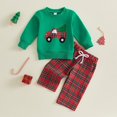 thumbnail image 4 of Tiijoy Christmas Boys Outfits Long Sleeve Crewneck Sweatshirt Plaid Pants Set, Sizes 0-3T, 4 of 8