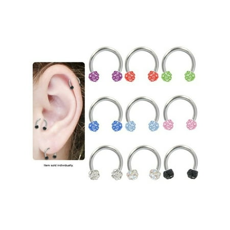 Circular Gemstone - 16G Multi Gem CZ Balls Surgical Steel Circular Horseshoe Barbell Sold Individually