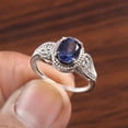 thumbnail image 3 of Ceylon Blue Sapphire Ring, Sapphire Gemstone Ring, Statement & Engagement Ring Gift For Her Wedding Ring, 925 Sterling Silver Valentine's Gift, 3 of 4