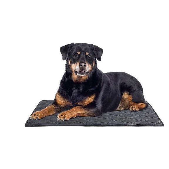 AJOHBM Chew Proof Dog Bed Indestructible Non-Slip Waterproof Dog Mat Washable & Reusable for Cage Indoor Outdoor, Black（S）