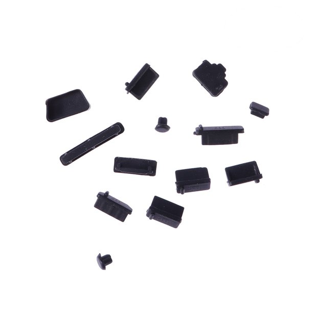 FELTECHELECTR 13 tapones antipolvo de silicona para puerto USB, a prueba de humedad, protectores de puerto de carga, de uso común para portátiles (negro)