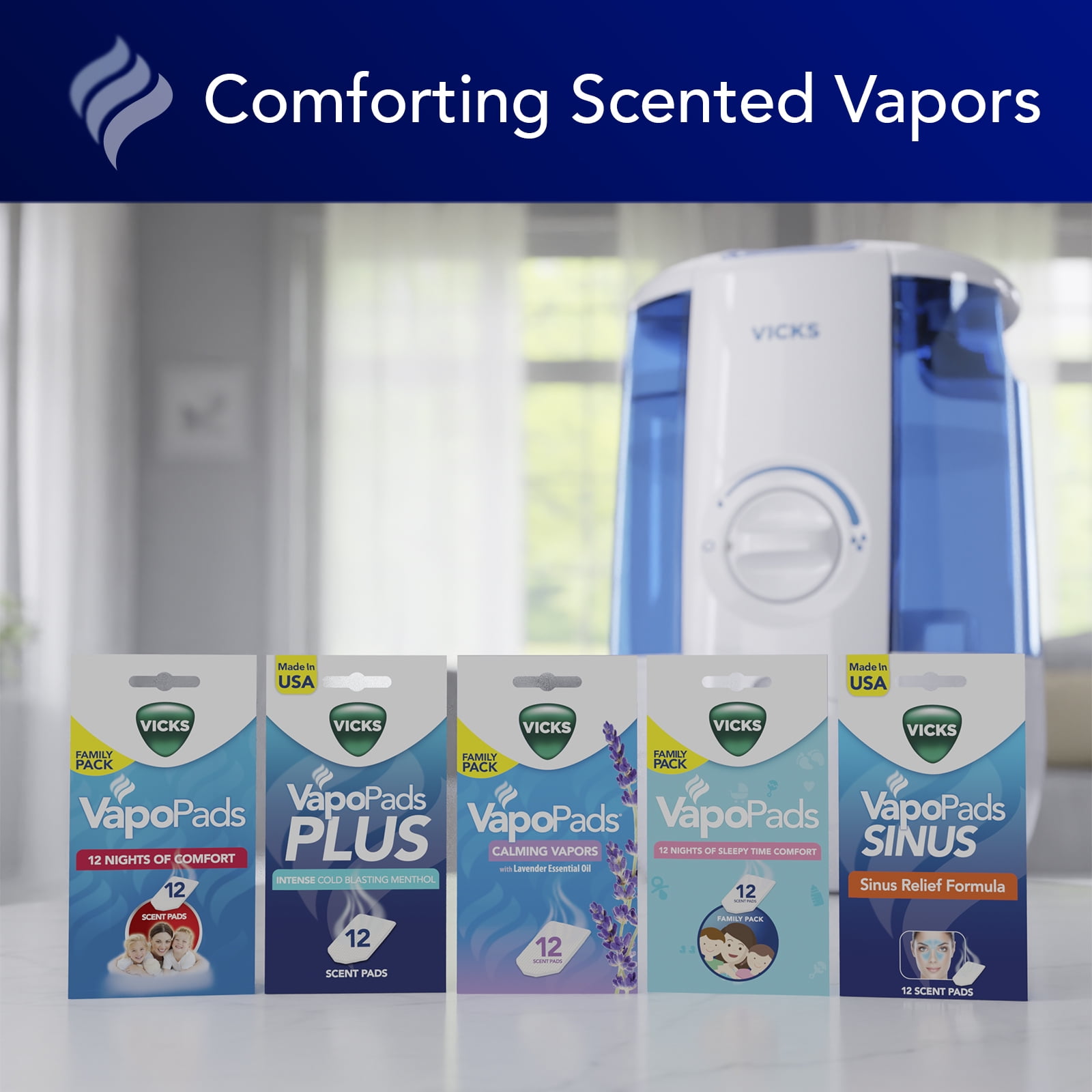 Vicks Soothing Menthol Vapors VapoPads 12 Pack for Humidifier