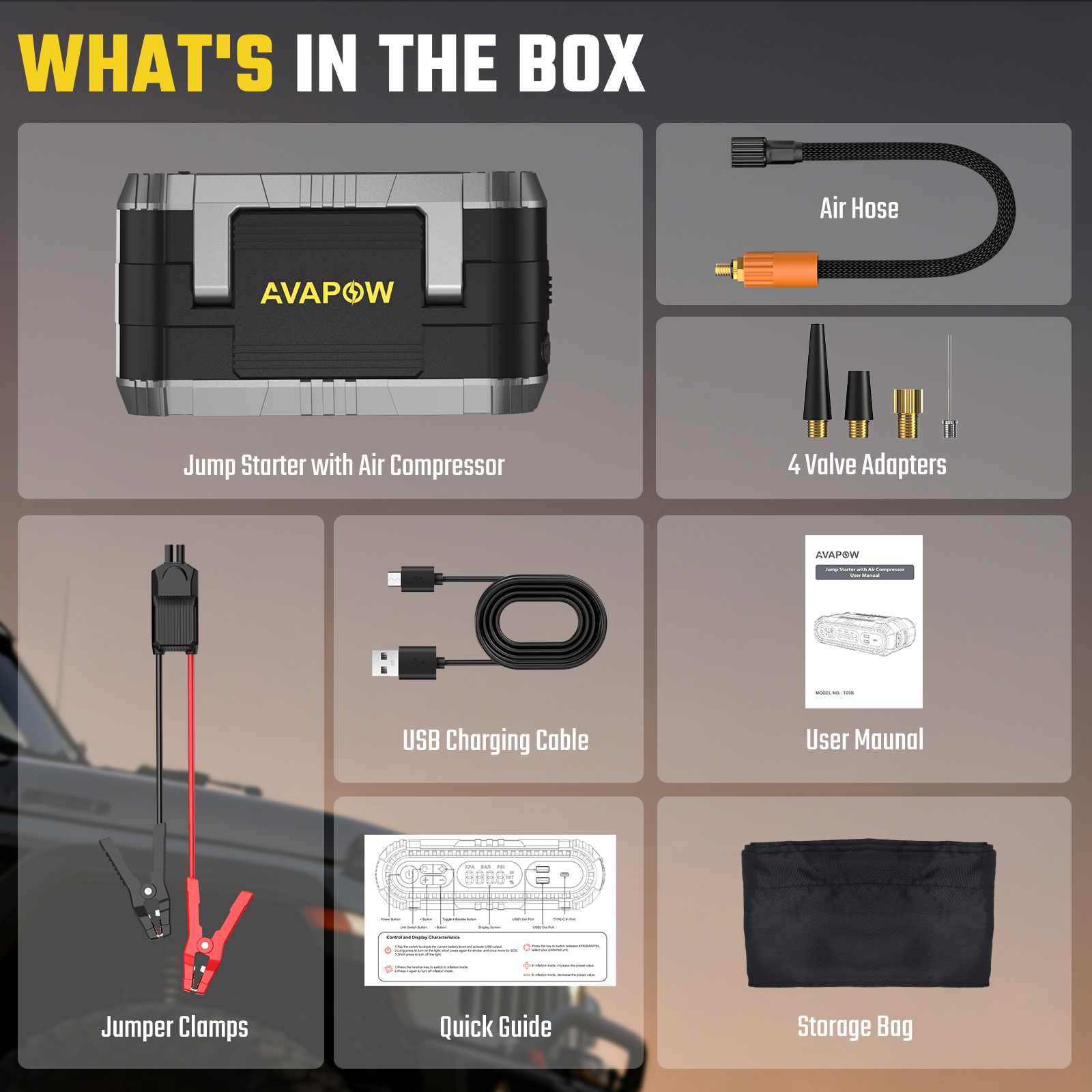 AVAPOW 2000A Jump Starter with 150 PSI Air Compressor photo 4