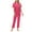 Hot Pink, variant on Womens Sleepwear Fashion Solid Color Lightweight Sleepwear with Pants Summer Collared Short Sleeve Pajamas Summer Pajamas