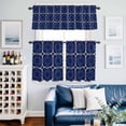 thumbnail image 2 of Navy Blue Boho Kitchen Curtains Sets for Windows 24 Inch Length, Farmhouse Abstract Floral Aesthetic Rod Pocket Window Treatments Tier Curtains and Valances Set for Bedroom/Bathroom, 2 of 8