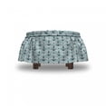 thumbnail image 4 of Anchor Ottoman Cover, Pattern with Anchors, 2 Piece Slipcover Set with Ruffle Skirt for Square Round Cube Footstool Decorative Home Accent, Standard Size, Pale Blue Dark Green, by Ambesonne, 4 of 5