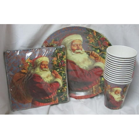 Christmas Plates On Sale 3pc Holiday Winter Christmas Party Pack Santa Claus (Plates, Cups & Napkins) By Christmas House ()