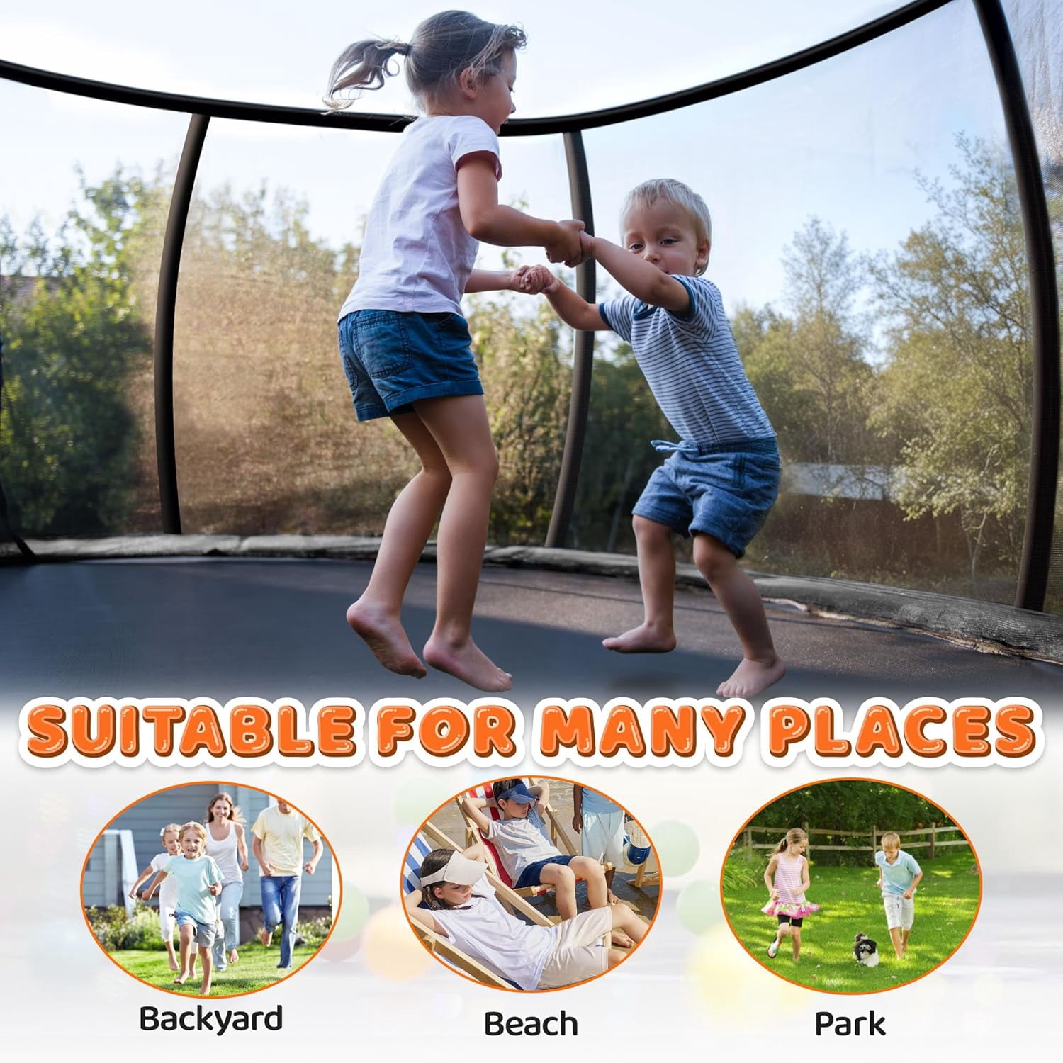 Allivate Trampoline Outdoor,12ft Trampoline with Basketball Hoop,Recreational Trampoline with Enclosure Net,Outdoor Trampoline with Ladder,Trampoline for Kids and Adult