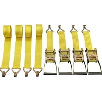4 Pack Ratchet Straps 2"x15' 5000 Lbs Break Strength J Hook