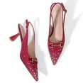thumbnail image 6 of RONILURN Women's Rhinestone Slingback Heels Pointed Toe High Heels with Horsebit Accent Dressy Pumps for Party Evening Wedding, 6 of 11