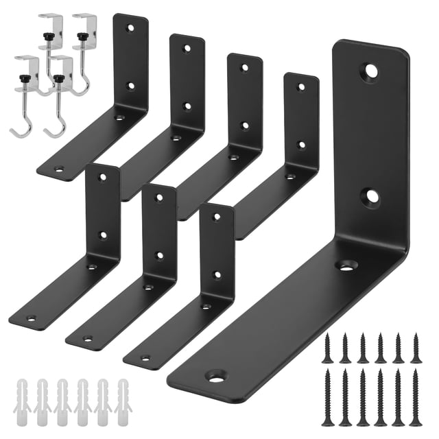 Soportes flotantes Redunest L de metal negro, 6 x 4 pulgadas, paquete de 8